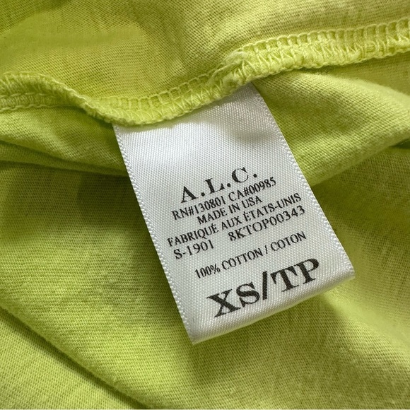 A.L.C. Kati Puff sleeve short sleeve top neon green yellow XS - Picture 7 of 7